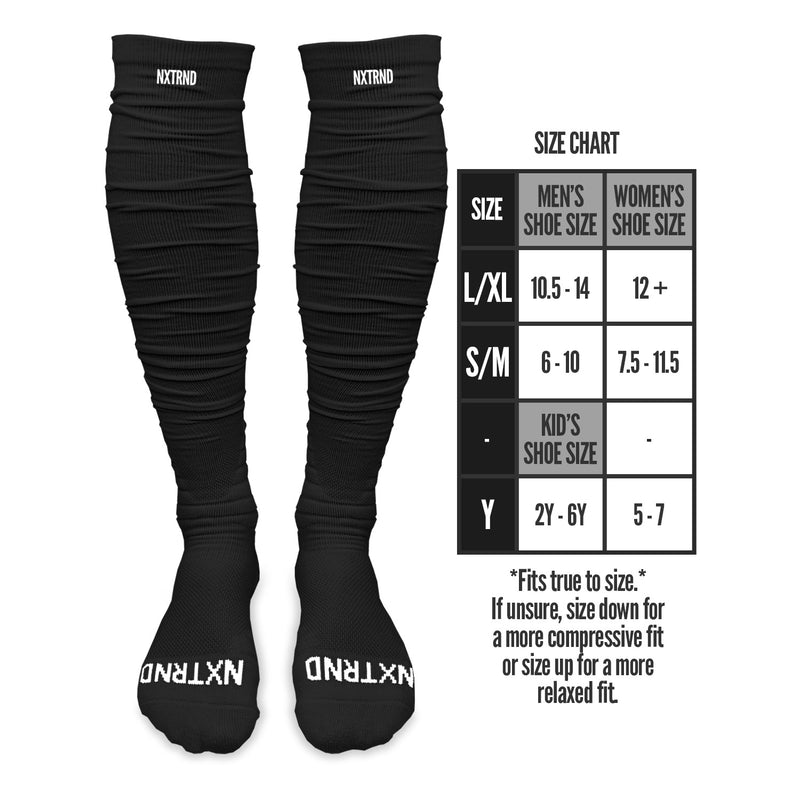 Load image into Gallery viewer, NXTRND XTD™ Scrunch Football Socks Black