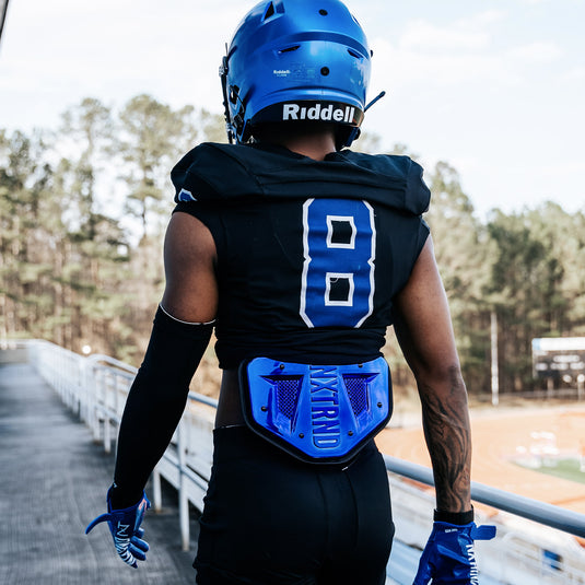 NXTRND B-PLATE™ Football Back Plate Chrome Blue