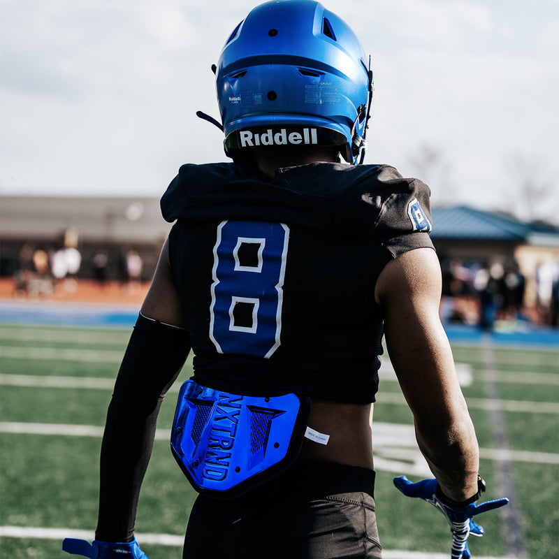 Load image into Gallery viewer, NXTRND B-PLATE™ Football Back Plate Chrome Blue
