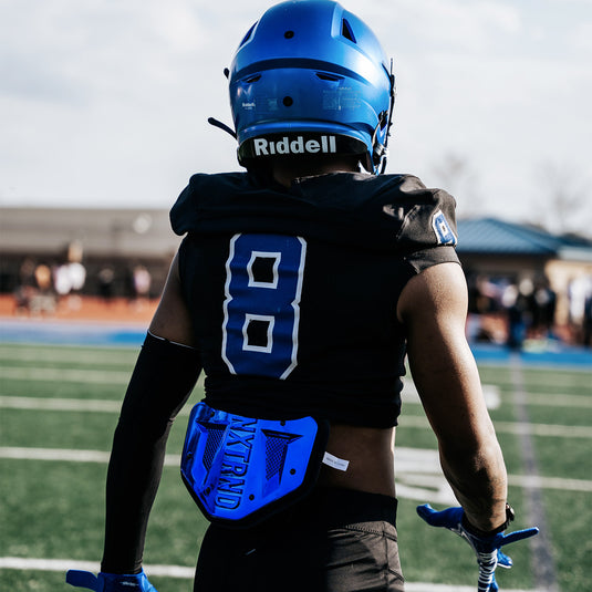 NXTRND B-PLATE™ Football Back Plate Chrome Blue