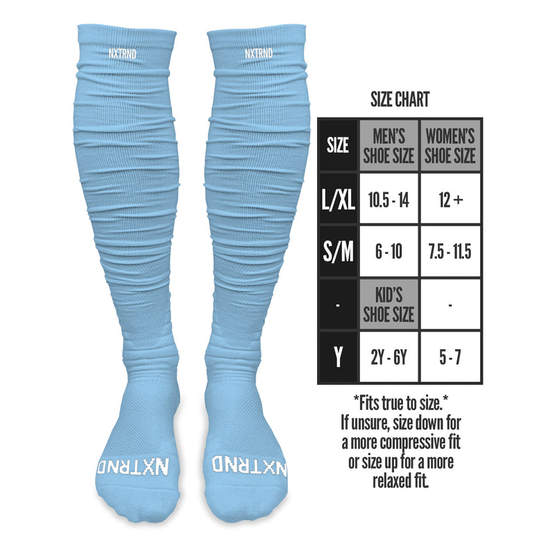 Load image into Gallery viewer, NXTRND XTD™ Scrunch Football Socks Columbia Blue
