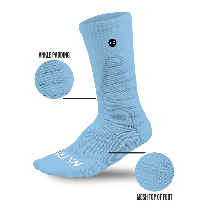 Load image into Gallery viewer, NXTRND Crew Socks Columbia Blue 3-Pairs