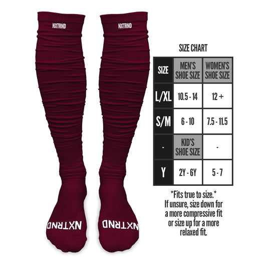 NXTRND XTD™ Scrunch Football Socks Maroon